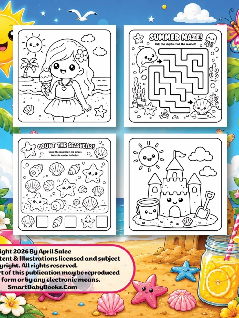 SUMMER VIBES Coloring & Activity Book — Sunshine in Every Page! 🌈